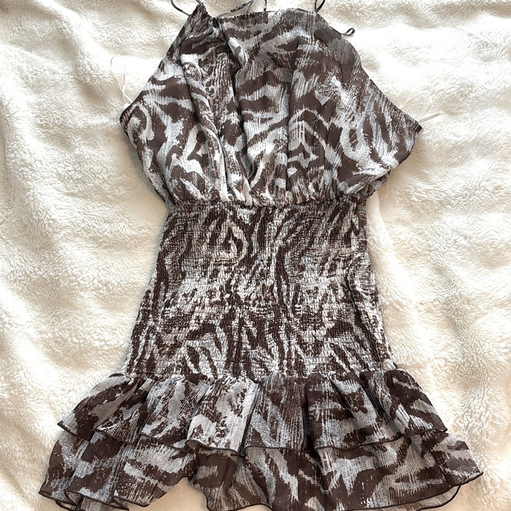 Zara Brown and White Mini Dress